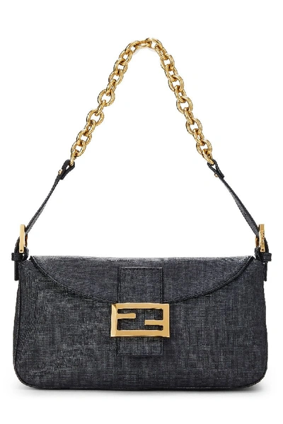 Pre-owned Fendi Black Zucchino Coated Canvas Shoulder Bag