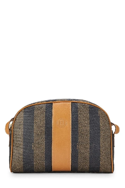 Pre-owned Fendi Brown Pequin Coated Canvas Crossbody