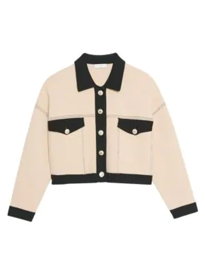 Shop Sandro Cher Cropped Cardigan In Beige