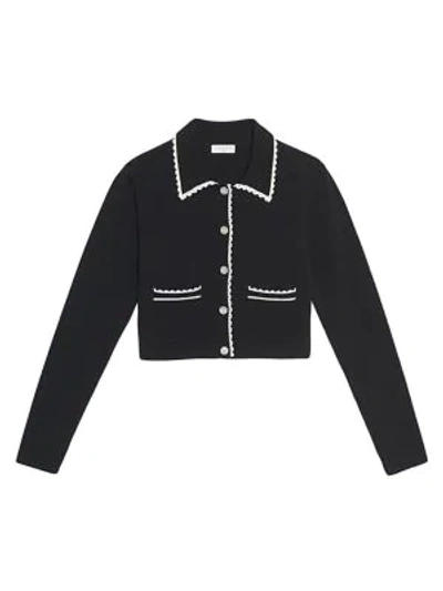 Shop Sandro Leanna Cropped Cardigan In Black