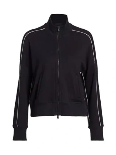 Shop Atm Anthony Thomas Melillo French Terry Piped Zip-up Jacket In Black