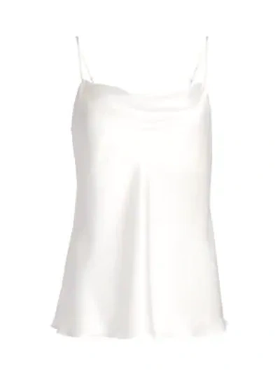 Shop Atm Anthony Thomas Melillo Charmeuse Silk Cowl Neck Camisole In White