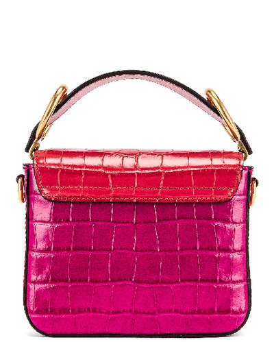 Shop Chloé Mini C Tricolor Embossed Croc Box Bag In Graphic Pink