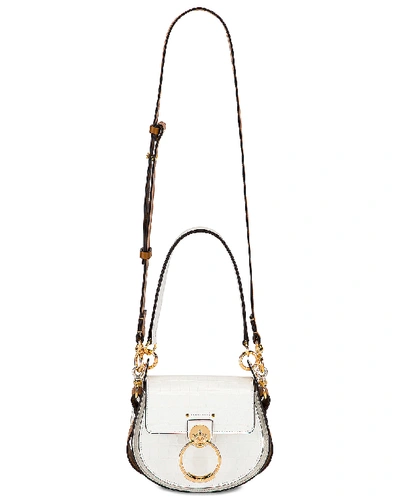 Shop Chloé Small Tess Embossed Croc Shoulder Bag In Brilliant White