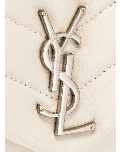 Shop Saint Laurent Small Supple Monogramme Loulou Chain Bag In Crema Soft