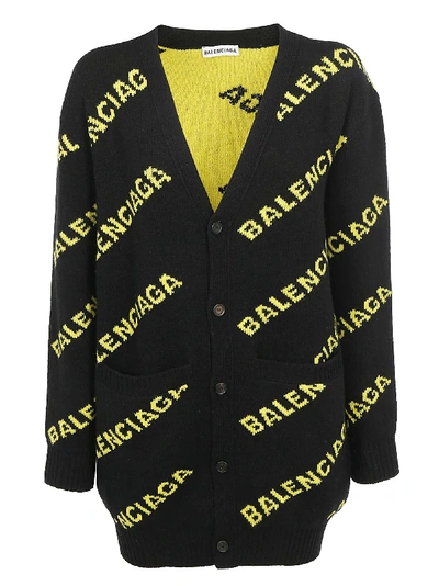 Balenciaga Cardigan In Black/yellow | ModeSens