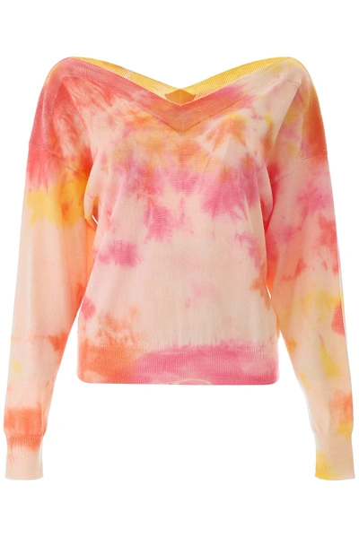 Shop Msgm Tie-dye Sweater In Rosso (pink)