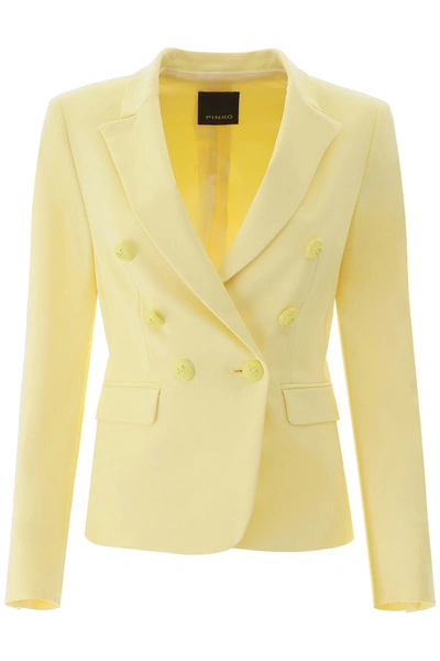 Shop Pinko Grondaie Blazer In Pale Yellow (yellow)