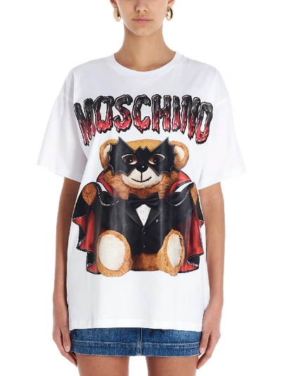 Shop Moschino Bat-teddy T-shirt In White
