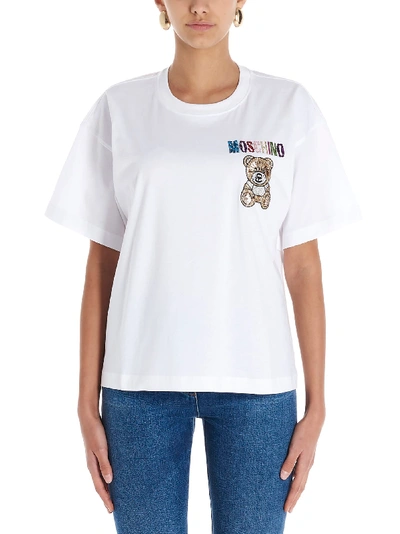 Shop Moschino Teddy T-shirt In White