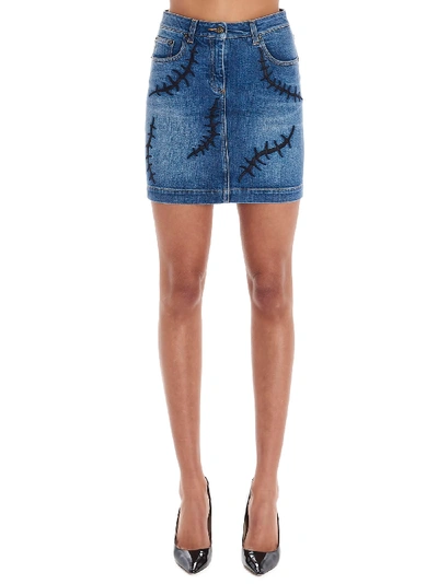 Shop Moschino Cicatrici Skirt In Blue