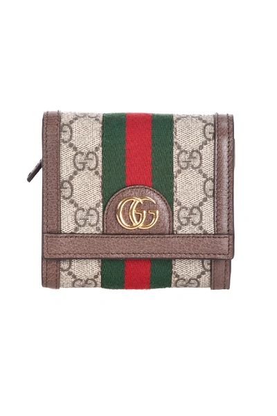 Shop Gucci Ophidia Wallet In Beige