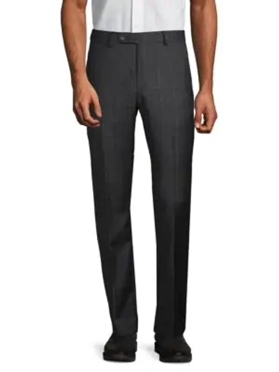 Shop Saks Fifth Avenue Plaid Wool Pants In Charcoal
