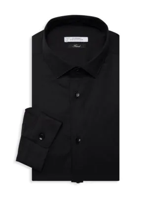 Versace Trend-fit Dress Shirt In Black 