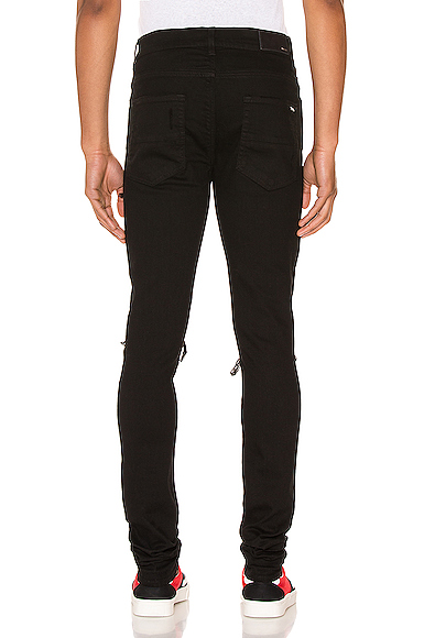 Amiri 'mx1' Pleated Leather Patch Skinny Jeans In Blkss19 Black | ModeSens