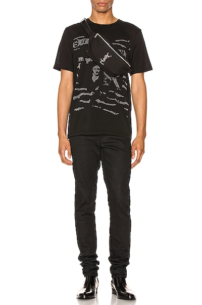 Shop Saint Laurent Crewneck Tee In Black & Grey