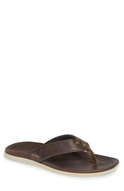 Shop Olukai Nalukai Flip Flop In Husk/ Husk Leather