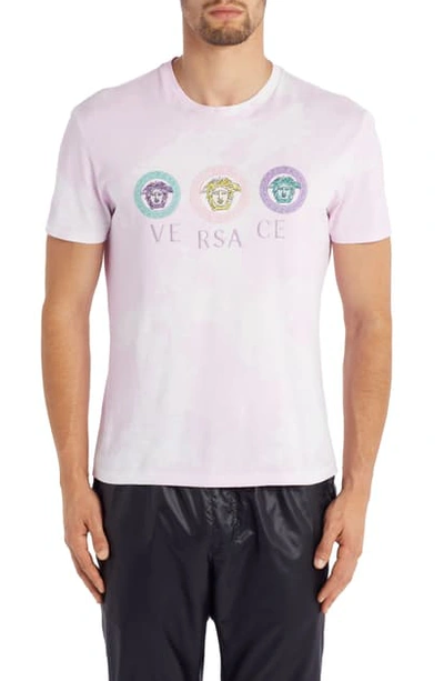 Shop Versace Embroidered Medusa T-shirt In Rosa