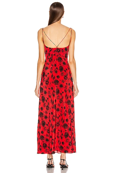 Shop Les Rêveries Maxi Silk Cami Dress In Wild Daisy Red