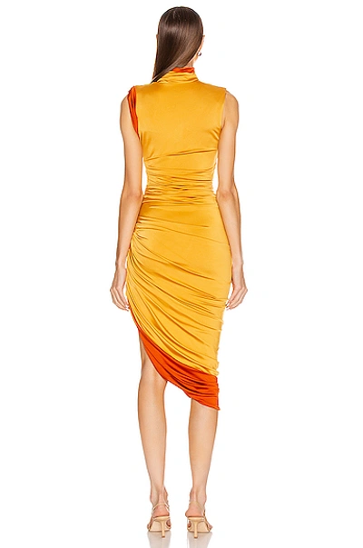 Shop Monse Sleeveless Double Layer Twisted Dress In Mustard