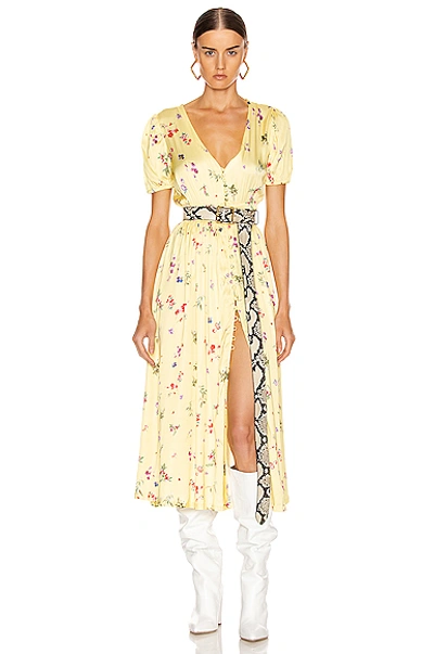 Shop Andamane Cassandra Midi Dress In Small Floral Yellow