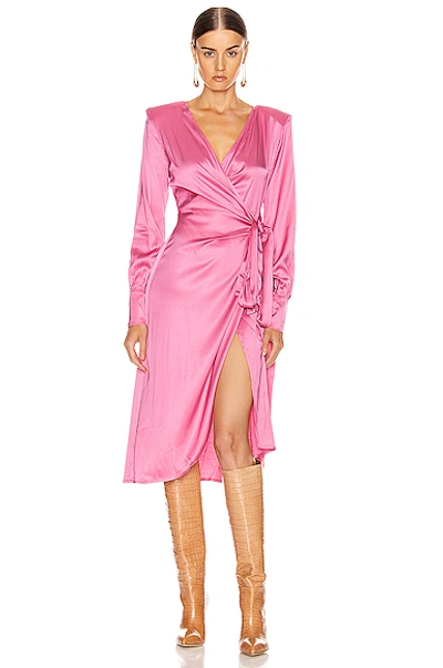 Shop Andamane Carly Wrap Midi Dress In Bubble Pink