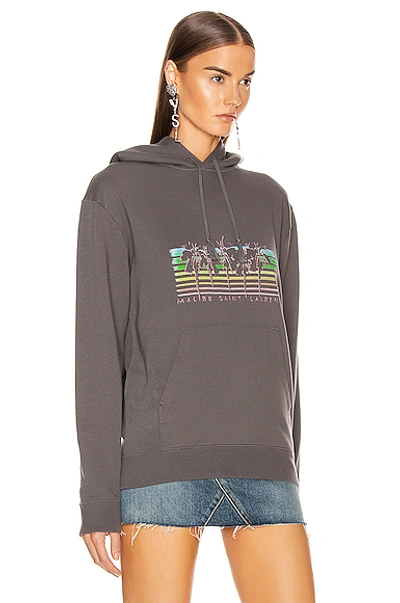 Shop Saint Laurent Malibu Hoodie In Grey & Multicolor