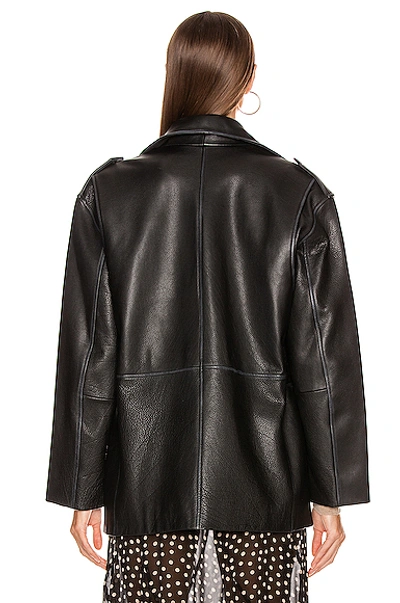 Shop Ganni Grain Leather Jacket In Black