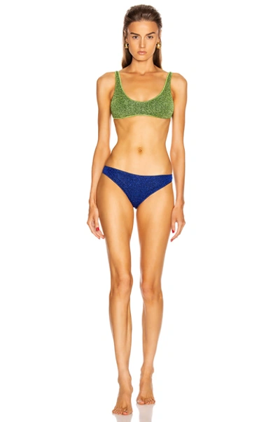 Shop Oseree Colore Sporty Bra Bikini In Green & Blue