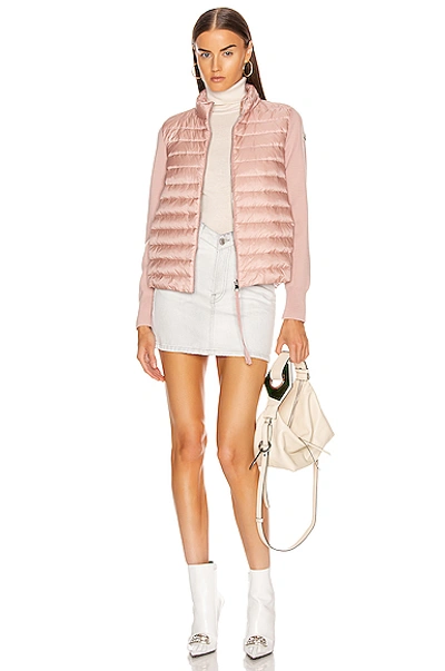 Shop Moncler Cardigan Tricot Jacket In Blush