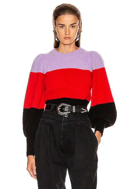 Shop A.l.c . Sammy Sweater In Purple,red,stripes In Wisteria, Red & Black