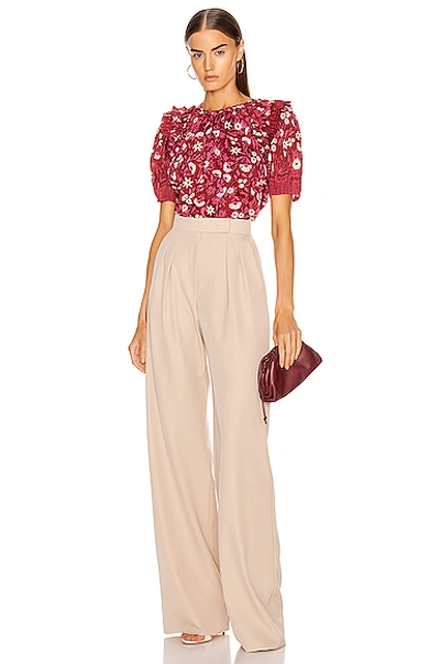 Shop Ulla Johnson Arbor Top In Floral,red In Burgundy