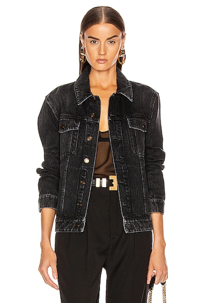 Shop Saint Laurent Boyfriend Jacket In Vintage Carbon