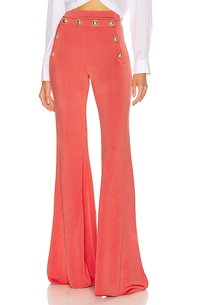 Shop Balmain Button Embellished Flare Pant In Rose