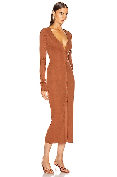 Shop The Range Division Rib Button Front Midi Dress In Whiskey