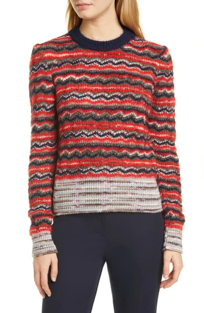 Shop Tory Burch Metallic Stripe Sweater In Tory Navy