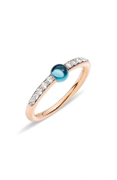 Shop Pomellato M'ama Non M'ama Stone & Diamond Stacking Ring In Rose Gold/ Garnet/ Diamond