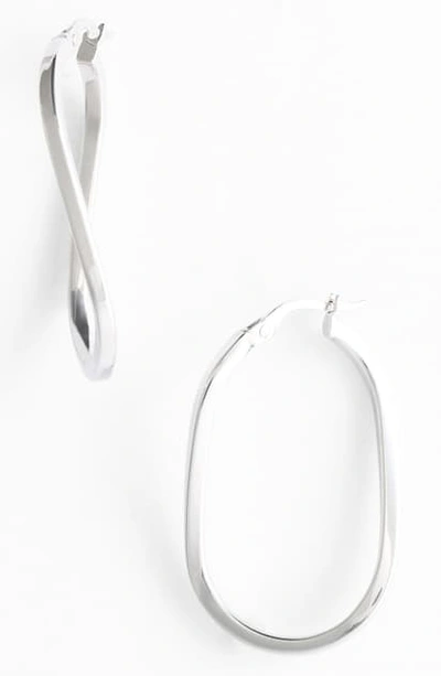 Shop Roberto Coin Twisted Gold Hoop Earrings In White Gold