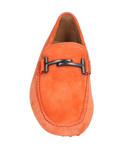 Shop Tod's Man Loafers Orange Size 9 Leather