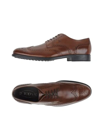 Shop Tod's Man Lace-up Shoes Brown Size 11.5 Leather