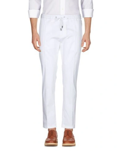 Shop Dolce & Gabbana Man Pants White Size 40 Cotton, Elastane, Zamak, Calfskin