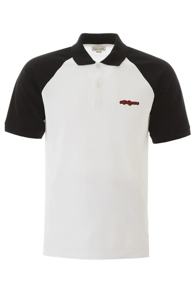 Shop Alexander Mcqueen Logo Patch Polo Shirt In White,black