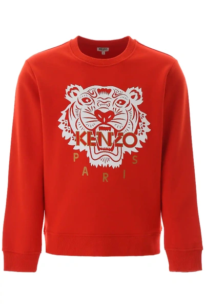 Shop Kenzo Tiger Patch Sweatshirt In Red,white,gold