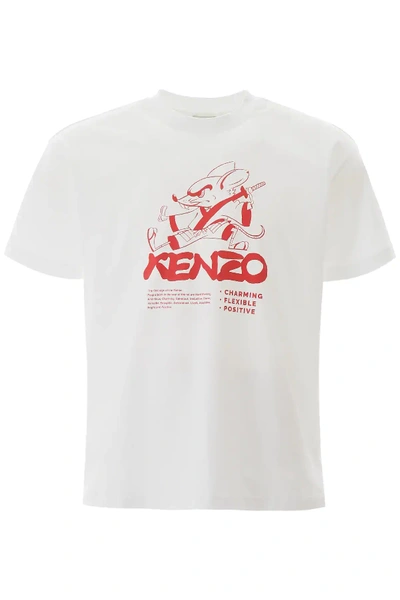 Shop Kenzo Graphic Print T-shirt In White,red