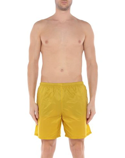 Shop Prada Swim Shorts In Ocher