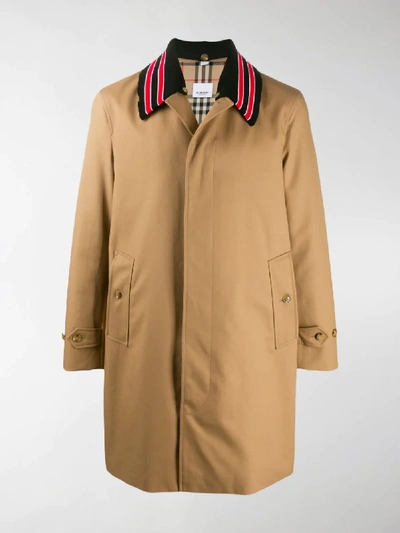 Shop Burberry Detachable Collar Car Coat In Brown