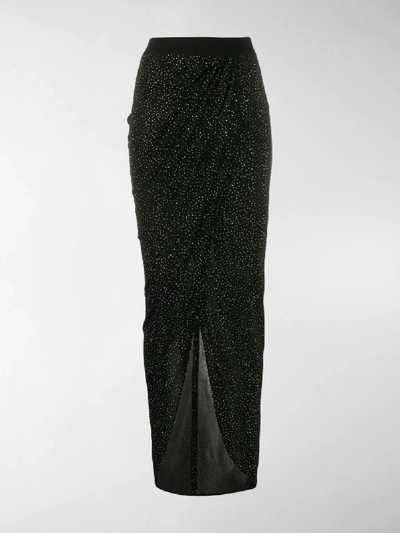 Shop Balmain Rhinestone Embellished Asymmetric Skirt In Black