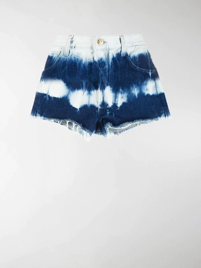 Shop Alanui Denim Tie Dye Shorts In Blue