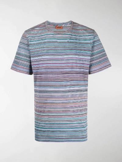 Shop Missoni Striped Crew Neck T-shirt In Blue
