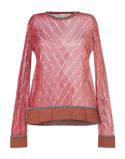 Shop Peter Pilotto Woman Sweater Brick Red Size Xl Viscose, Polyester, Polyamide